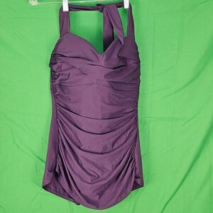 Miraclesuit Womens Purple One Piece‎ Swimsuit 14 Large